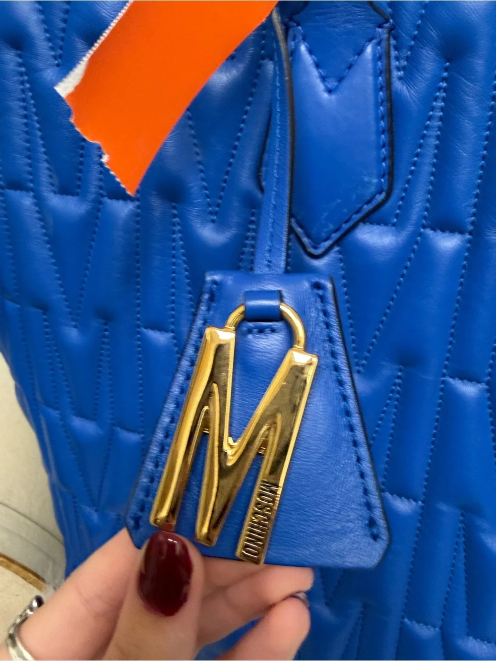 Moschino Milano Electric Blue Quilted M Large Tote